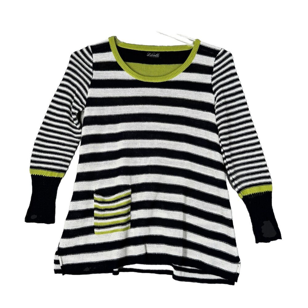 Libretto NYC Sweater Womens XS Navy White Stripe Casual Office Preppy‎ Nautical